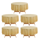 5-Pack Plastic Table Covers Gold Round - Durable PVC Disposable Tablecloths for Events 84"