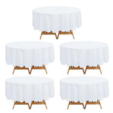 5-Pack Plastic Table Covers White Round - Durable PVC Disposable Tablecloths for Events 84"